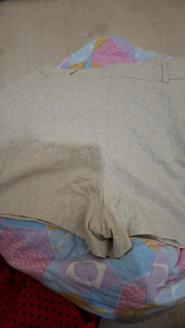 Bej Kadın Keten Rahat Kesim Şort Etek - Görsel 3