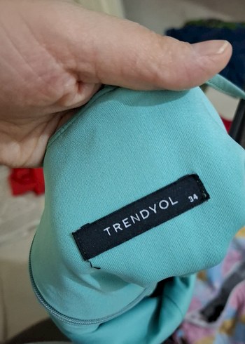 Mavi Drapeli Uzun Kadın Elbise - Görsel 4