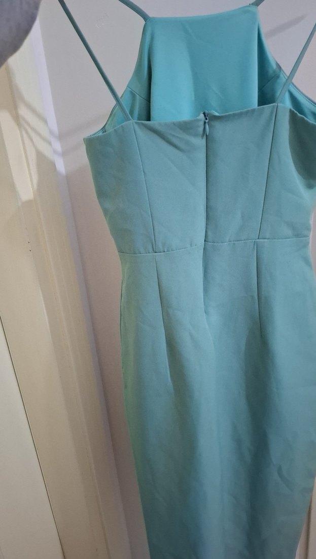 Mavi Drapeli Uzun Kadın Elbise - Görsel 2