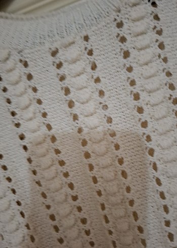 Beyaz Örgü Bohem Kadın Kazak - Görsel 2