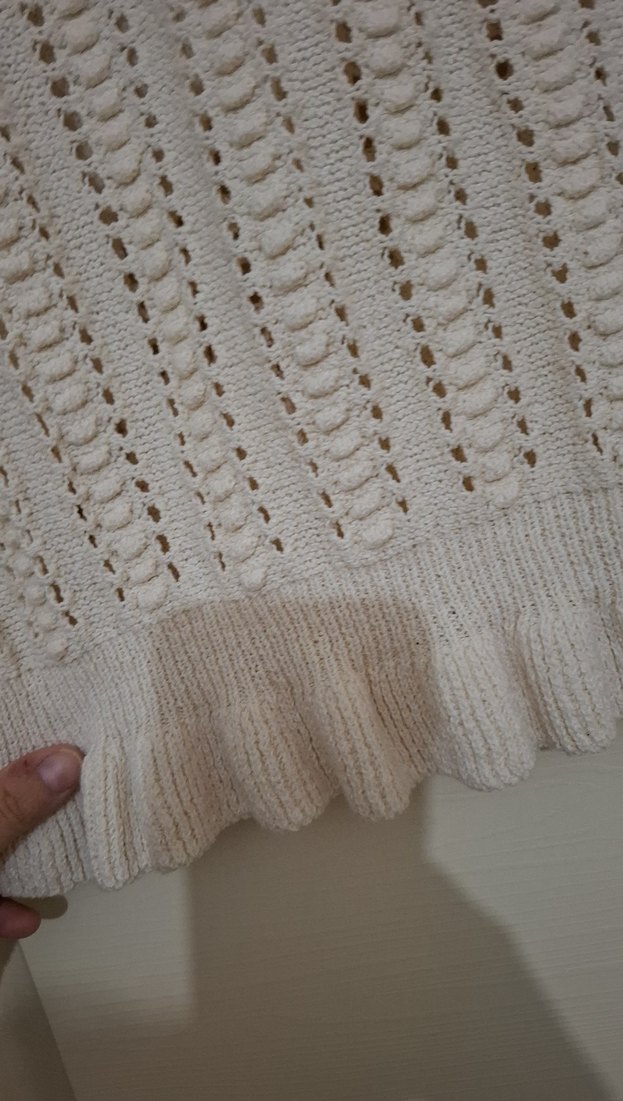 Beyaz Örgü Bohem Kadın Kazak - Görsel 3