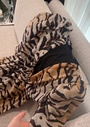 Zebra Desenli Nocturne elbise - Görsel 4