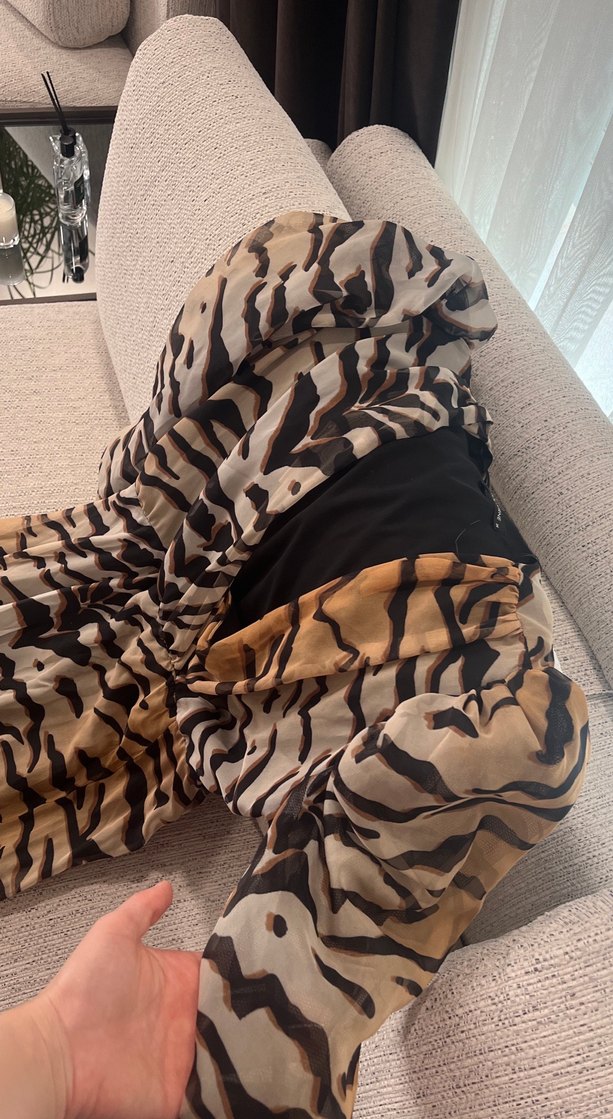 Zebra Desenli Nocturne elbise - Görsel 4