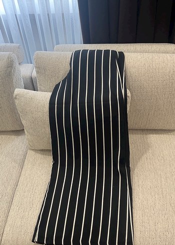 Dikine Çizgili Siyah Kadın Kumaş Pantolon - Görsel 3