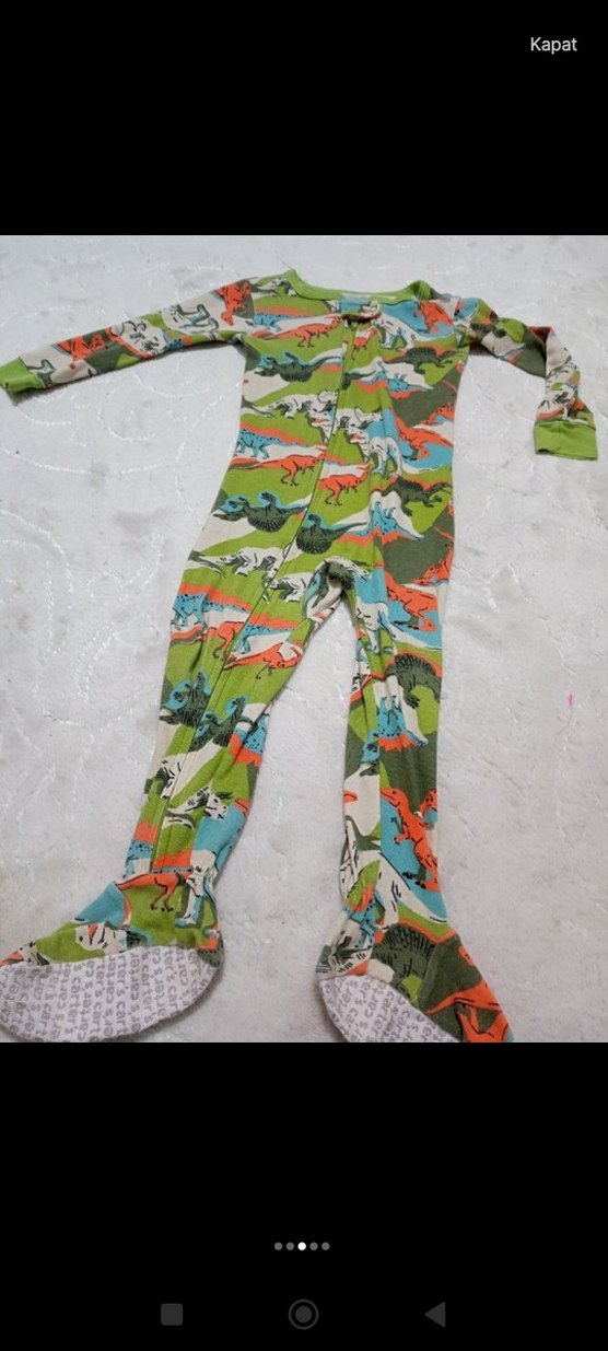 Çok Renkli Dinozor Desenli Bebek Tulum - Görsel 3