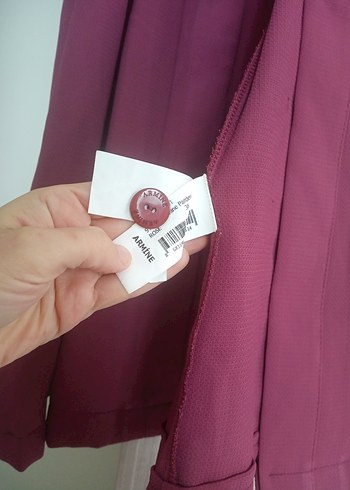 Bordo Nakışlı Uzun Kadın Ferace - Görsel 7