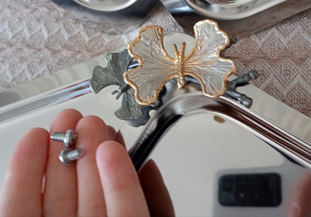 Altın Renkli Parlak Kare Tepsi Seti - Görsel 3