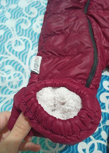 Bordo Fermuarlı Bebek Astronot mont Tulumu - Görsel 4