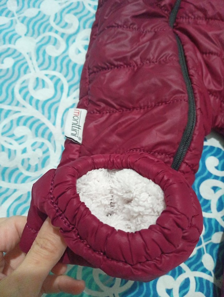 Bordo Fermuarlı Bebek Astronot mont Tulumu - Görsel 4