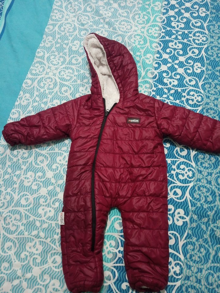 Bordo Fermuarlı Bebek Astronot mont Tulumu - Görsel 2