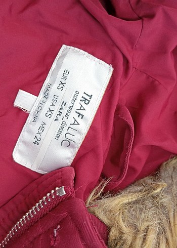 Zara Bordo Fermuarlı Kadın Kışlık Mont - Görsel 3