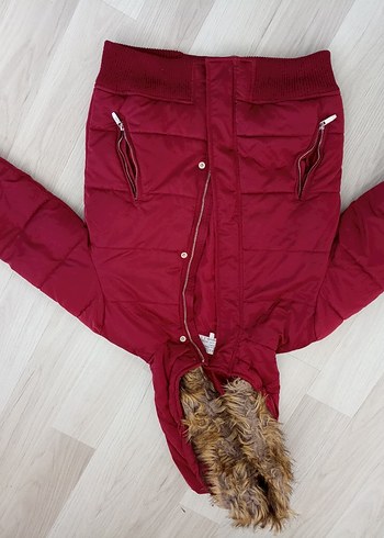 Zara Bordo Fermuarlı Kadın Kışlık Mont - Görsel 2