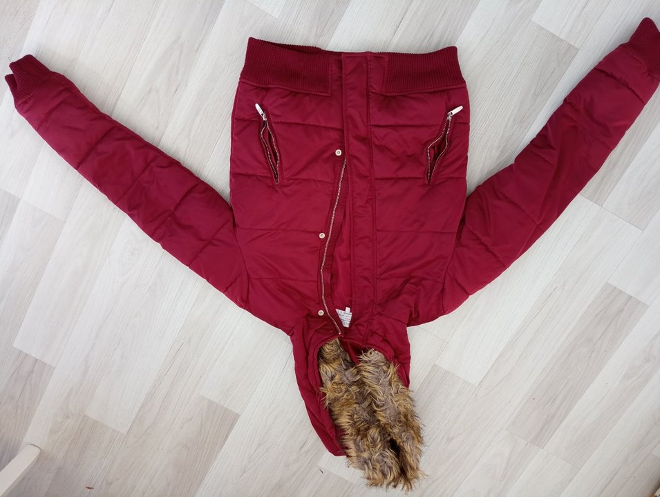 Zara Bordo Fermuarlı Kadın Kışlık Mont - Görsel 2