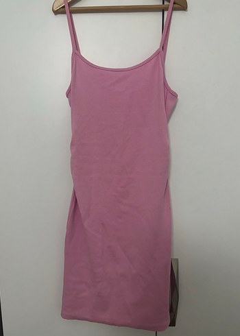 Bershka Bershka Pembe İnce Askılı Midi Kadın Elbise