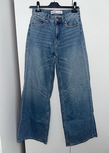 Bershka Bershka Mavi Wide Leg Kadın Denim Pantolon
