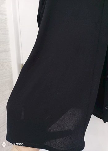 Siyah Düğmeli Uzun Kollu Kadın Gömlek - Görsel 3