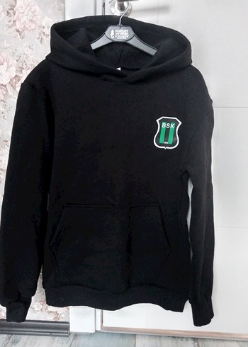100% pamuklu Siyah Kapüşonlu Sweatshirt