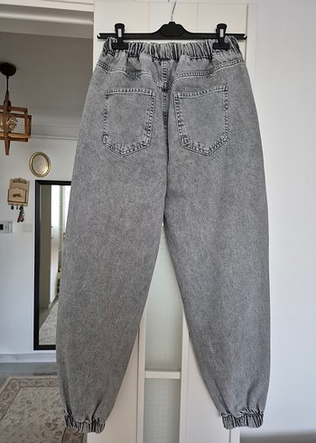 Defacto Gri Kadın Denim Bol Kesim Kemerli Pantolon