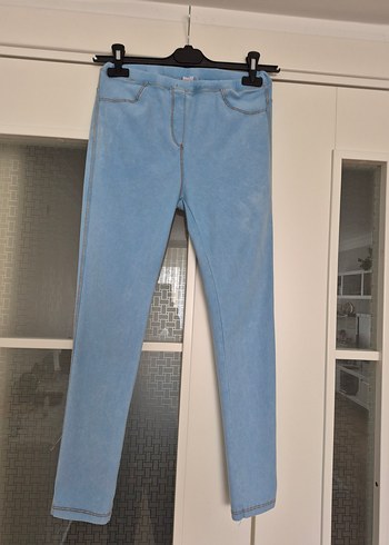 Kızlar için Pastel Mavi Dar Kesim Denim Pantolon