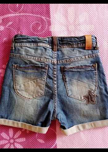 Nakışlı Mavi Kız Şort - Görsel 2