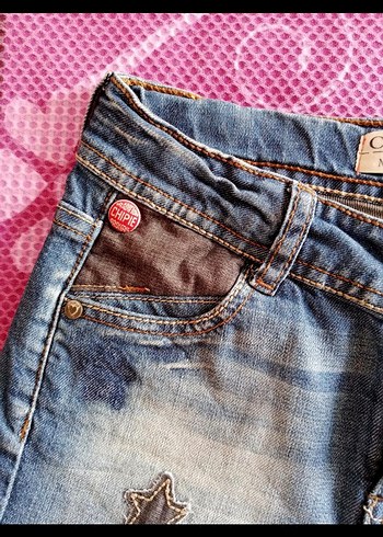 Nakışlı Mavi Kız Şort - Görsel 3