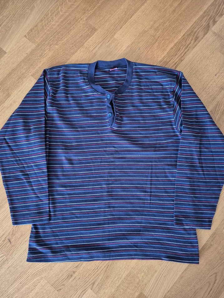 Erkek Mavi Çizgili Uzun Kollu Pijama Takımı - Görsel 3