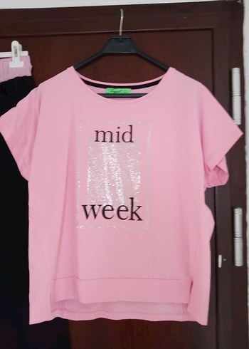 l Beden Pembe Baskılı Mini Kadın Eşofman Takımı