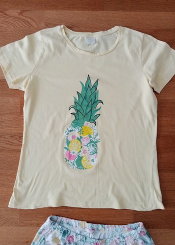xl Beden Kadın Pastel Desenli Mini Pijama Takımı
