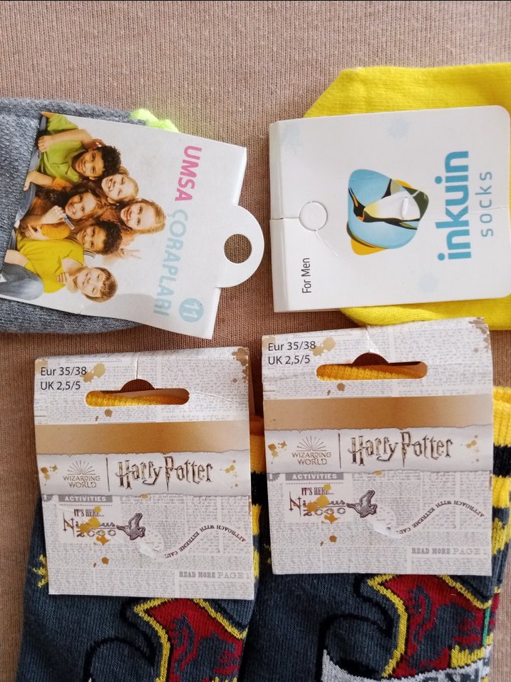 Harry Potter Baskılı Erkek Çorap Sarı - Görsel 2