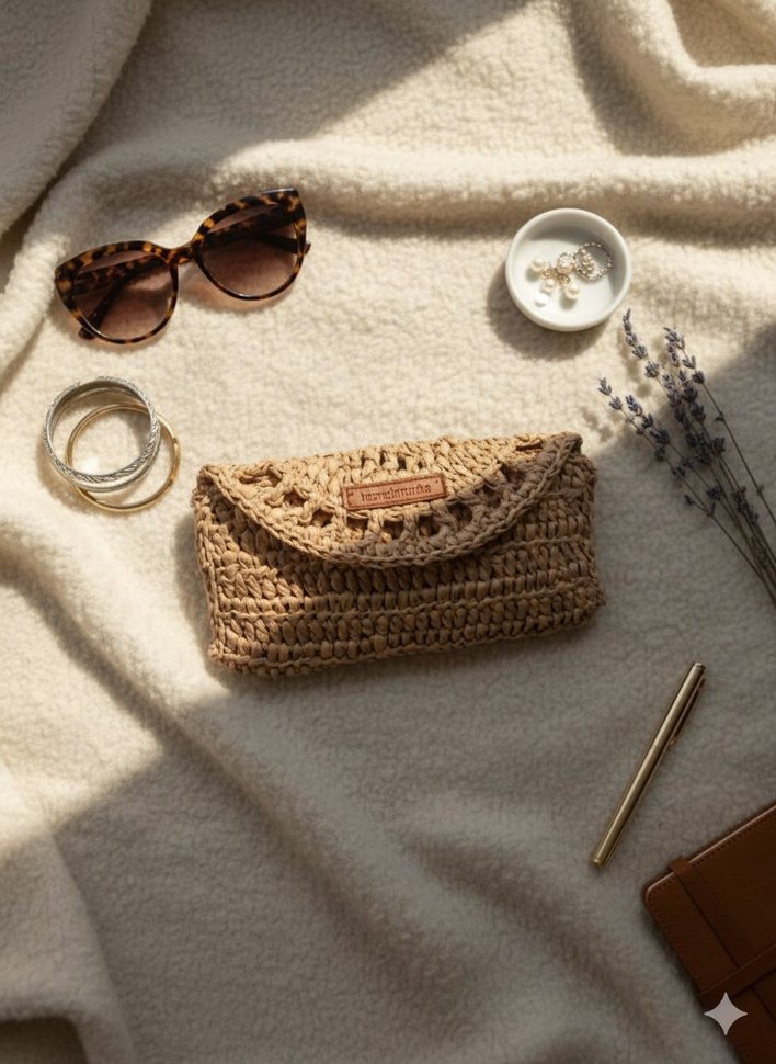 Bej Örgü gözlük kılıfı - Görsel 2