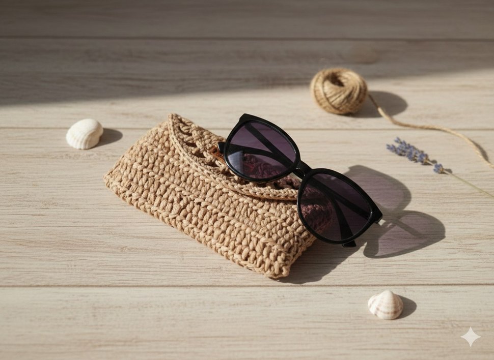 Bej Örgü gözlük kılıfı - Görsel 3