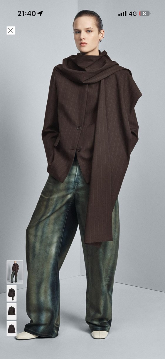 Zara viral  çizgili şal Blazer - Görsel 2