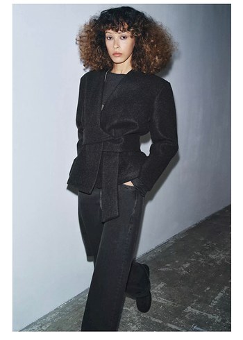 Zara kemerli yumuşak dokulu ceket - Görsel 2