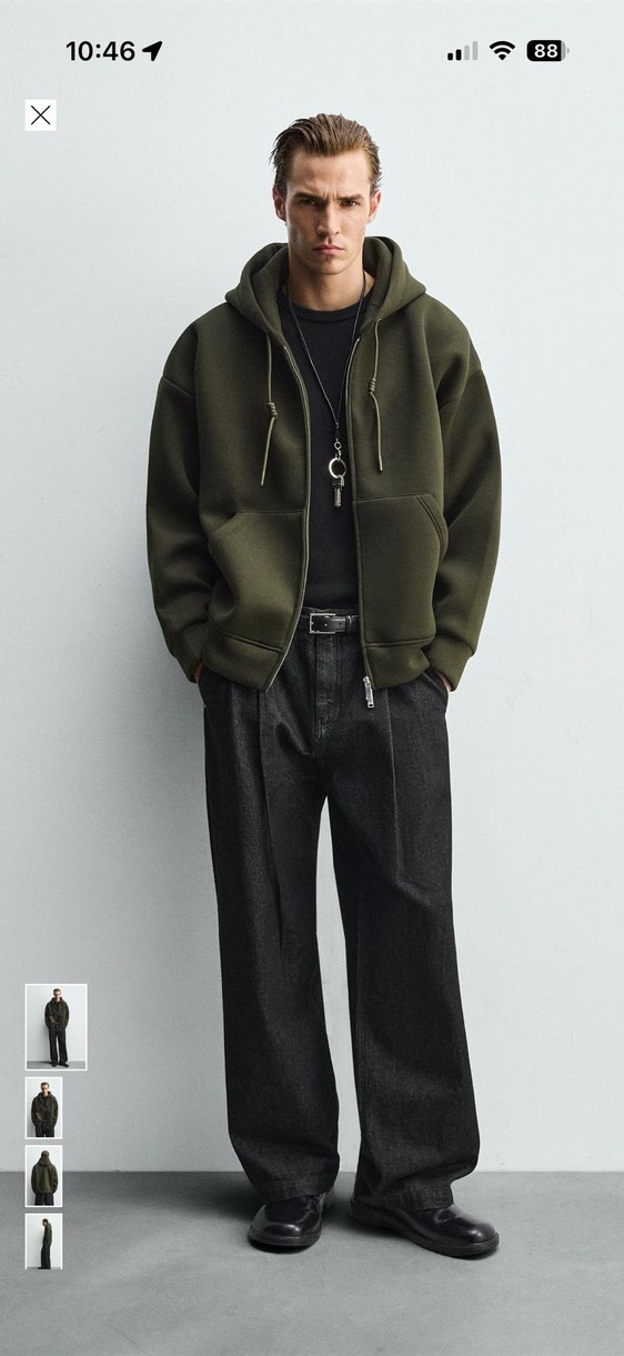 Zara neopren görünümlü kapüşonlu sweatshirt - Görsel 2