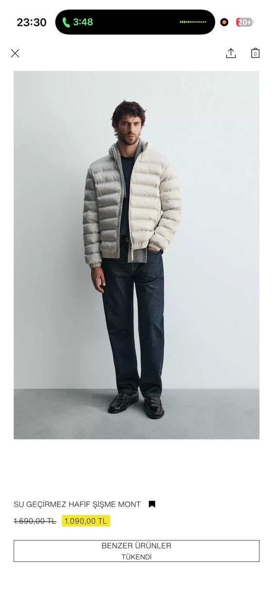 Zara su geçirmez şişme mont - Görsel 2
