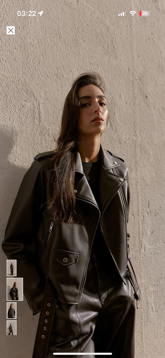 Zara Kadın Kahverengi Biker Deri Ceket - Görsel 3