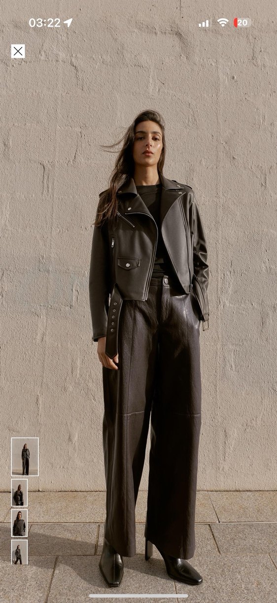 Zara Kadın Kahverengi Biker Deri Ceket - Görsel 2