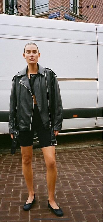 Zara Zara oversize deri biker ceket