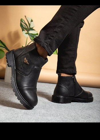 Siyah Erkek Bağcıklı Kauçuk Bot - Görsel 4