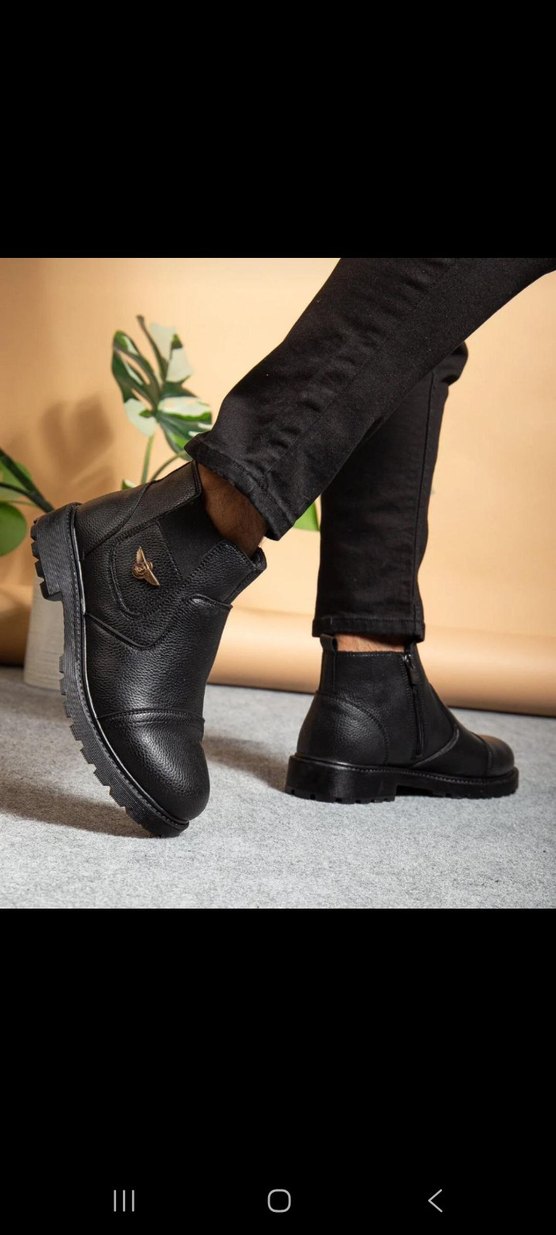 Siyah Erkek Bağcıklı Kauçuk Bot - Görsel 4