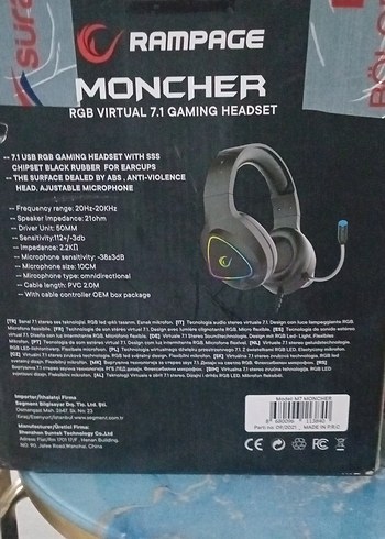 Rampage Moncher RGB 7.1 Çok Renkli Gaming Kulaklık - Görsel 2