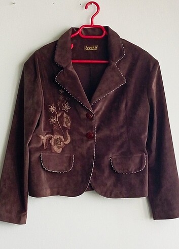 44 Beden Vintage pantolon ceket kadife nakış işlemeli takım elbise