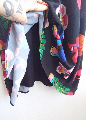 Çiçek desenli çan midi askılı elbise - Görsel 7