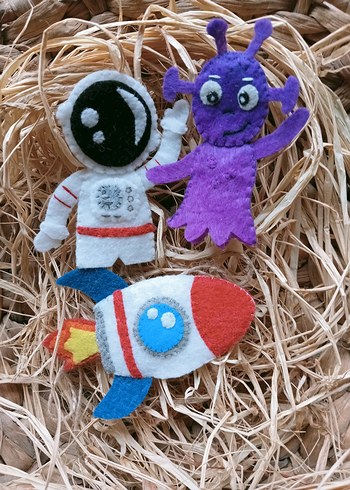 Renkli Uzay Temalı Parmak Kuklaları - Görsel 2