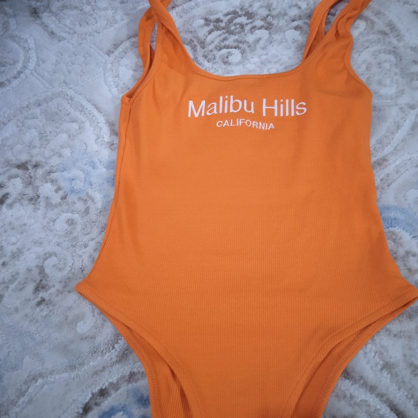 Turuncu Baskılı Kadın altı çıtçıtlı badi - Görsel 2