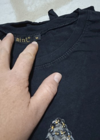 m Beden Siyah Düğmeli Tişörtü kadin