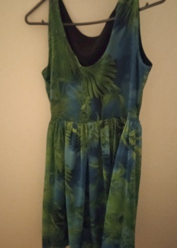 Diğer Yeşil Batik Desenli Bohem Midi Elbise