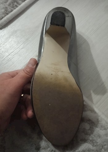 38 Beden gri Renk Gri Topuklu Kemerli Klasik Stiletto