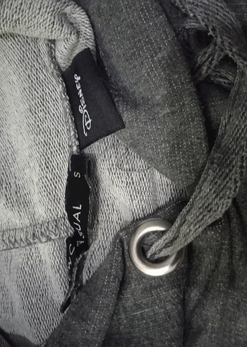 Düğmeli Gri Uzun Kollu Hamile Tişörtü - Görsel 2