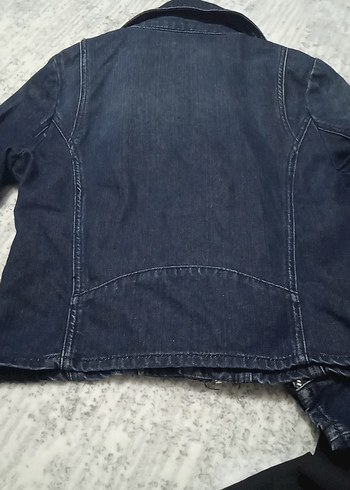 Kadın Mavi Denim Biker Ceket - Görsel 4